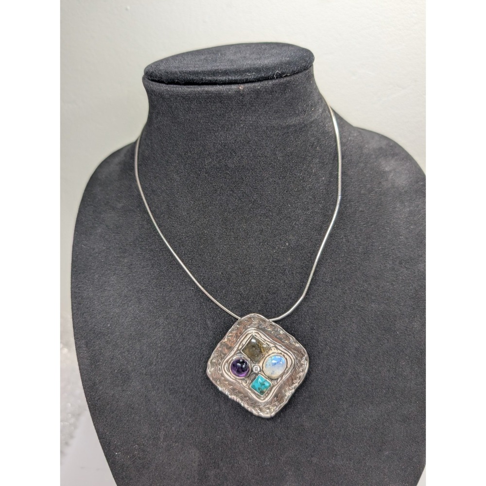 Ross Simons Malty Gemstone Sterling Pendant Necklace